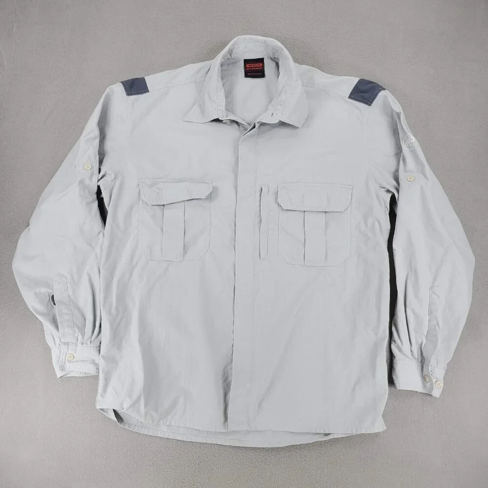 Mammut Gray Long Sleeve Men’s Size M Outdoor‎ Hiking Shirt Nylon Pockets Trail